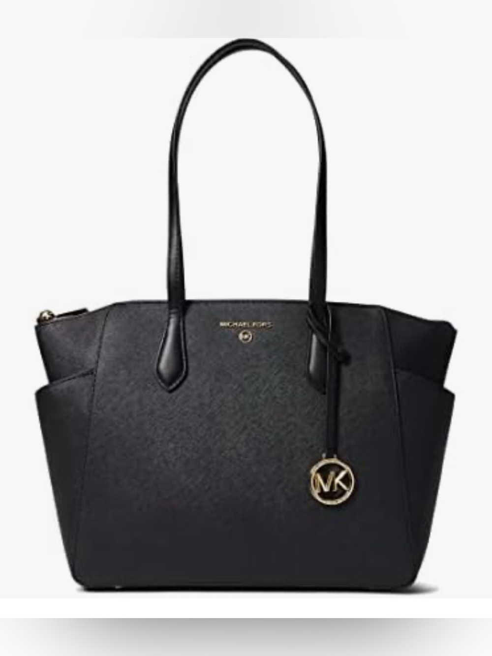 Michael Kors Black Saffiano Tote with Gold Logo Charm